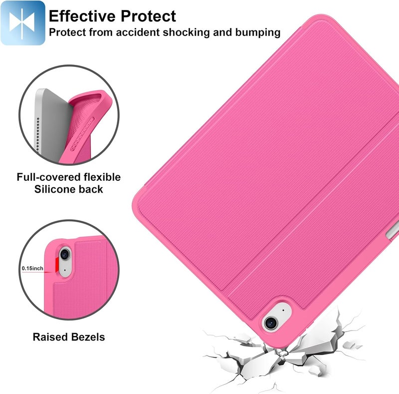 Supveco Case for iPad (A16) 11th Generation 11 inch (2025),iPad 10th Generation 10.9 inch (2022) with Pencil Holder-[Auto Wake/Sleep],Premium Folio Stand Case with Soft TPU Back Cover-Pure Hot Pink - Image 5
